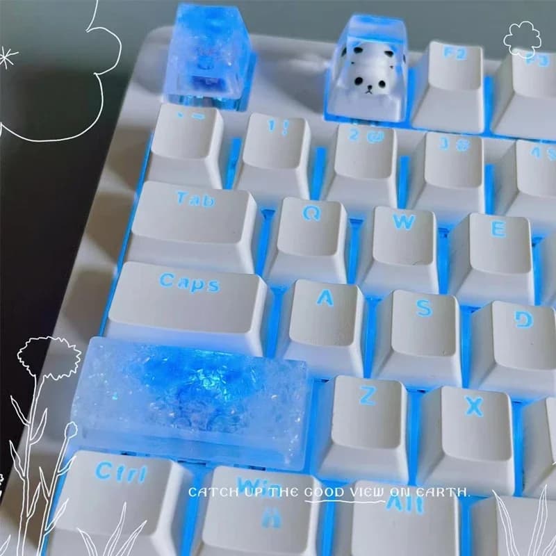 Customizable 6.25u Customizable Butterfly Ice Covers Mechanical Keyboard Covers with Cross Axis Space Bar