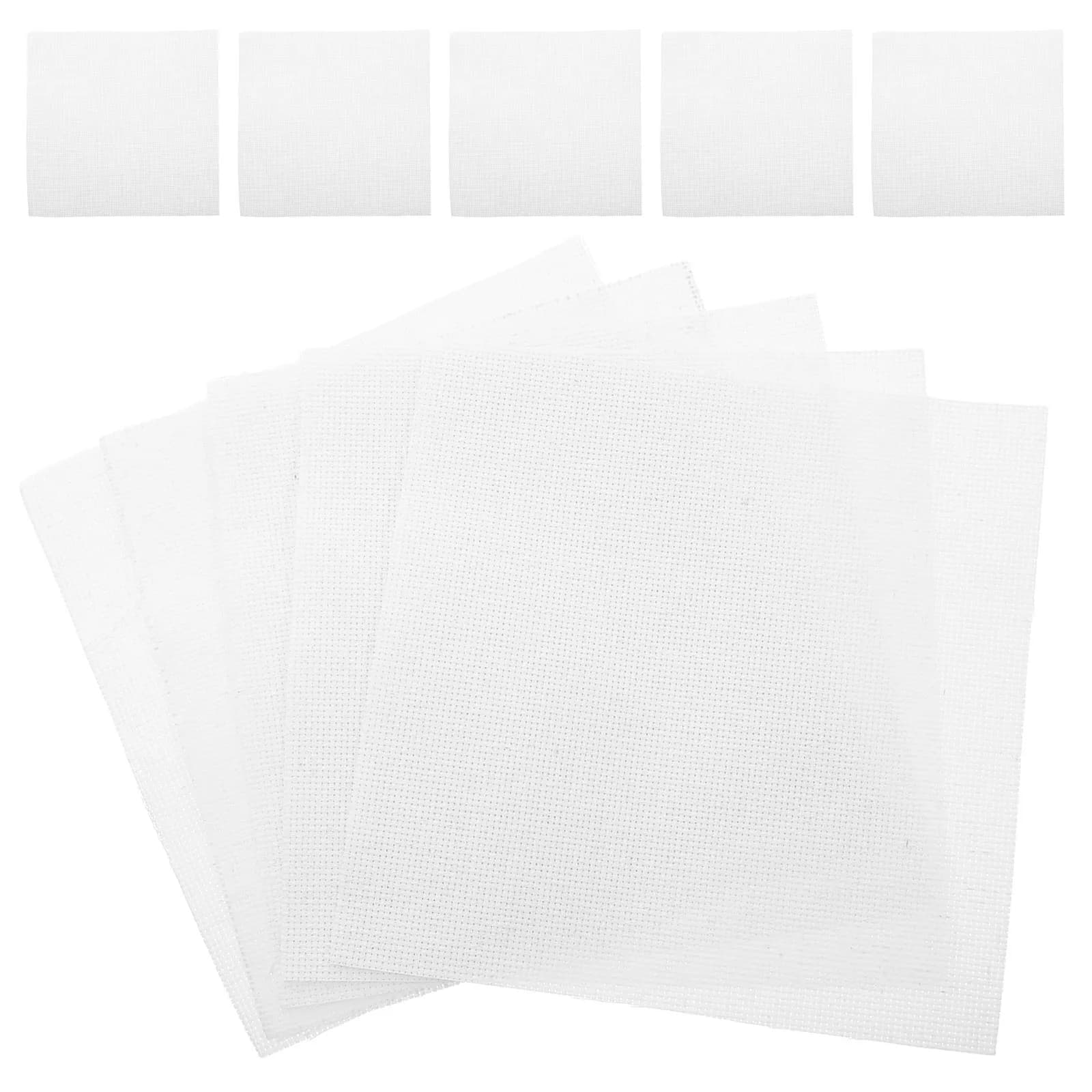 15 Pezzi di Tessuto per Ricamo Bianco, Fogli di Tessuto a Rete Quadrata per Punto Croce Fai-da-Te, per Cucito e Lavori Artigianali