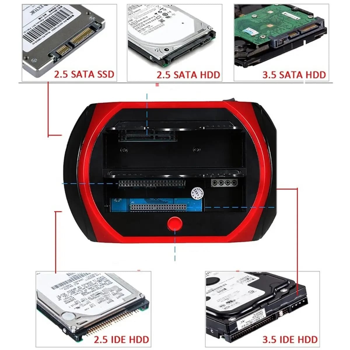 USB to 2.5/3.5' SATA IDE Hard Drive HDD SSD Reader Docking Station Dual Bay External Disk Box EU Plug
