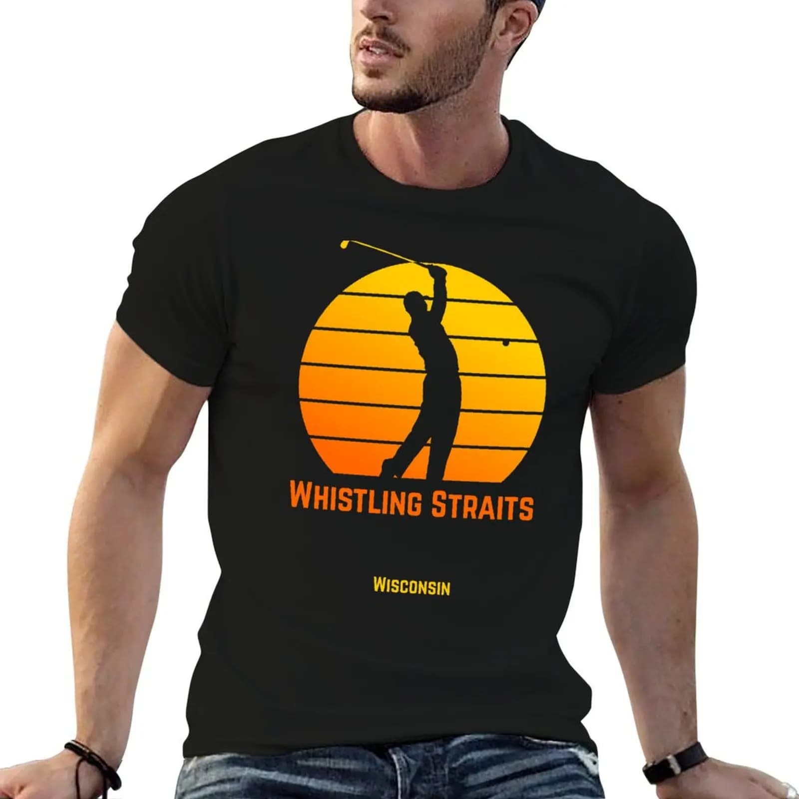 Golf At Whistling Straits - Wisconsin, T-shirt classica magliette da uomo pack magliette bianche stampate da uomo T-shirt