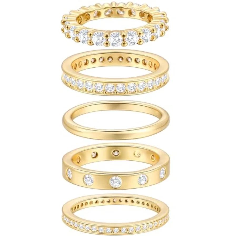 Anelli in Oro per Donne, Placcati in Oro 14k, Resistenti all'Ossidazione, Set di Anelli Sottili con Zirconia Cubica per Pollice e Nocche