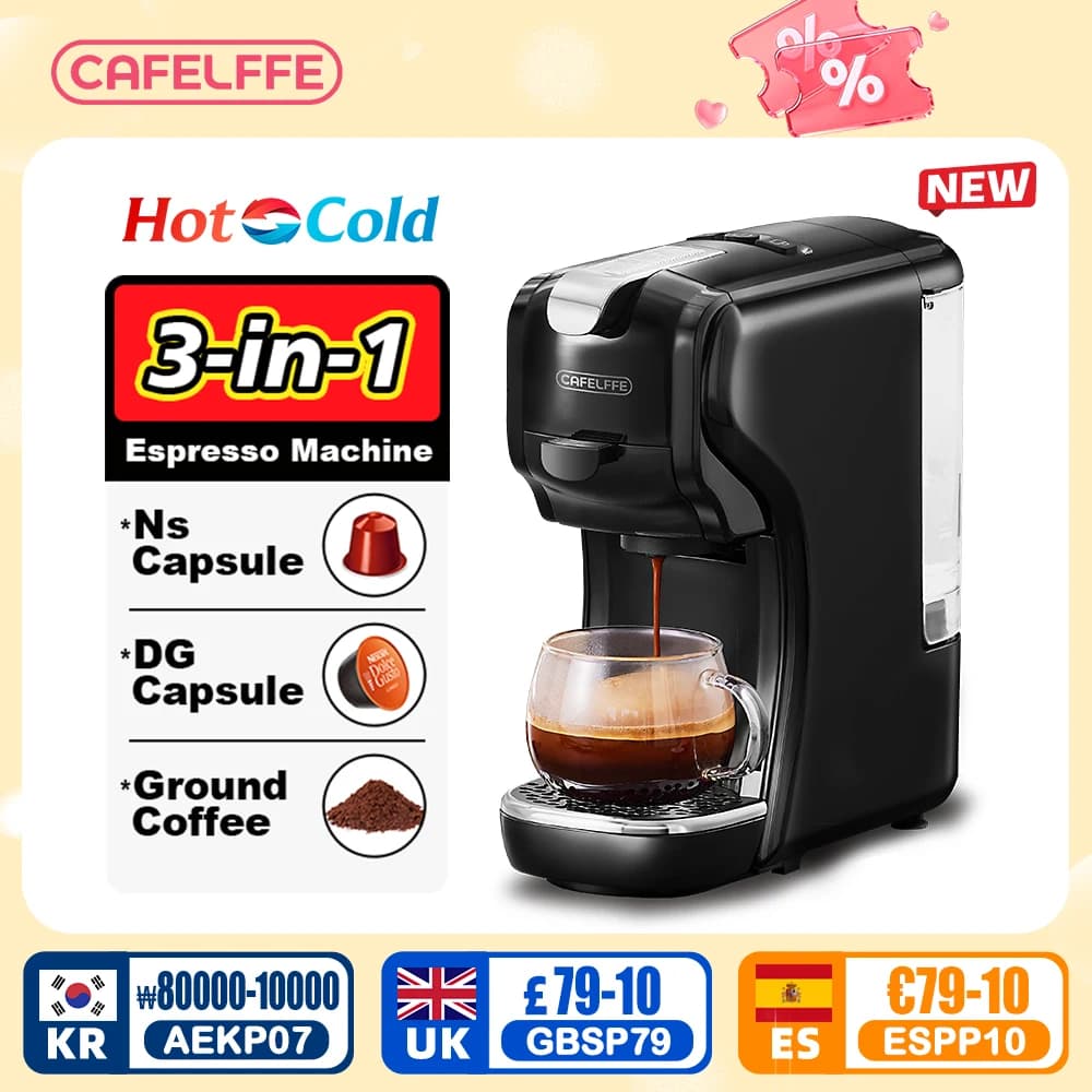 Cafelffe Coffee maker espresso machine DG Cappuccino Nes Coffee maker Coffee maker Coffee maker Gift for lover, dad, mom, 19 bar hot/cold