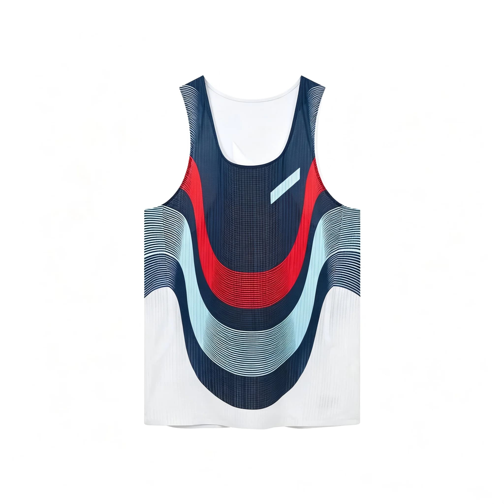 Men's Wave Stripe Running Tank Top, Breathable Mesh Athletic Sleeveless Shirt, Quick Dry Training Vest for Gym Fitness Marathon