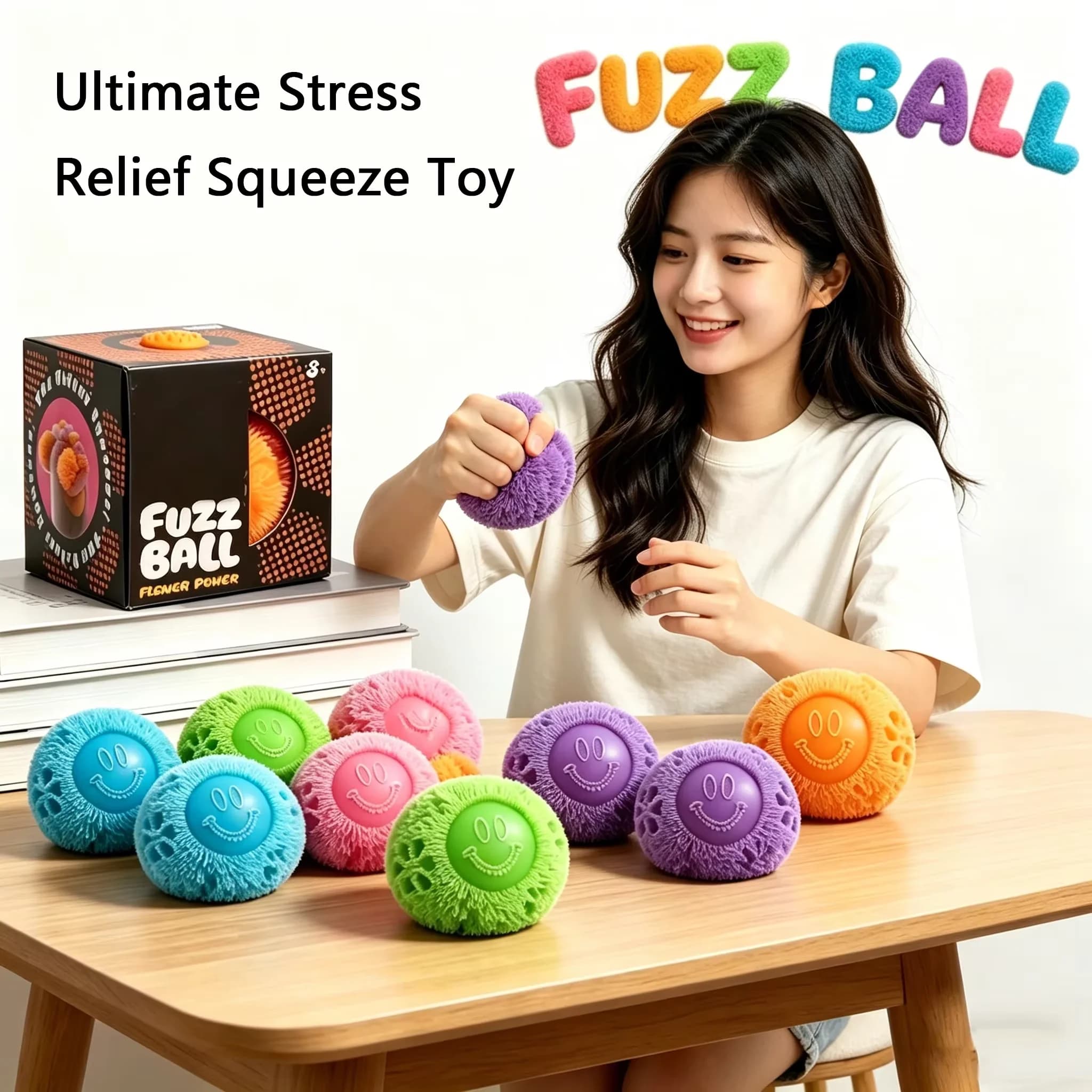 Schylling Fuzz Ball Squeeze Toy, Palla Antistress Super Morbida, Giocattolo Antistress in TPR Non Tossico per Bambini e Adulti