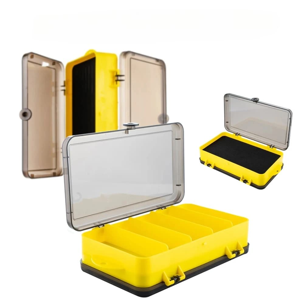 Double side waterproof fishing gear box, portable, for baits, hooks and accessories, ideal for salty and sweet water, travel.