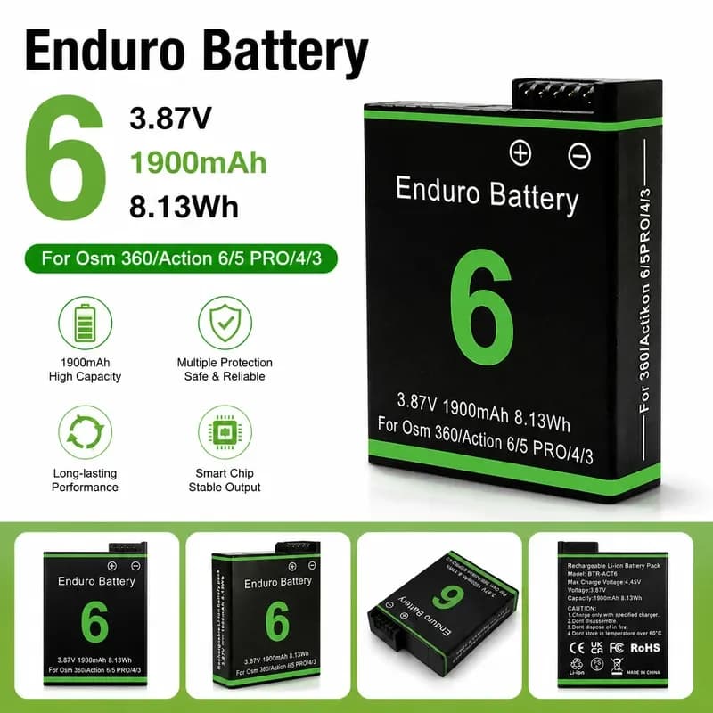 for DJI Action 6 5 Pro 4 3 Battery Long Life Replacement for Osmo 360 Action Camera High Capacity Rechargeable Li-ion Power