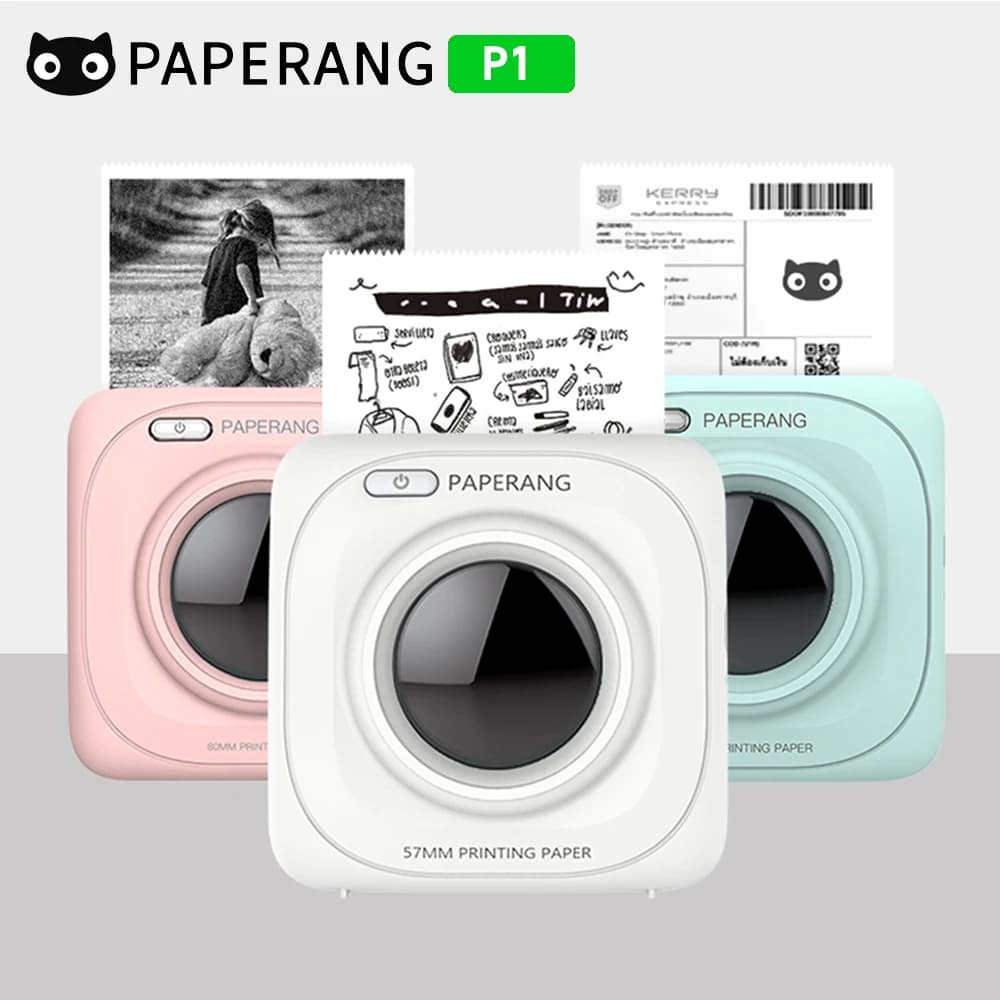 Stampante Tascabile PAPERANG P1 BT Wireless, Stampante Termica Portatile Mobile 200dpi per Foto, Ricevute, Promemoria, Etichette e Adesivi