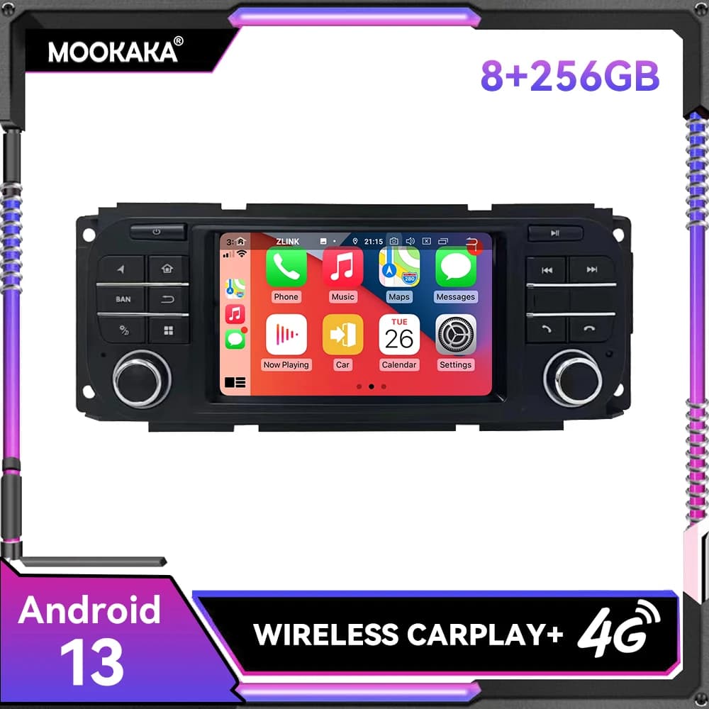 5" Screen Android 14.0 For Jeep Cherokee 1999 2000 2001 2002 - 2005Carplay Autoradio Car Radio Multimedia Player Navigation GPS