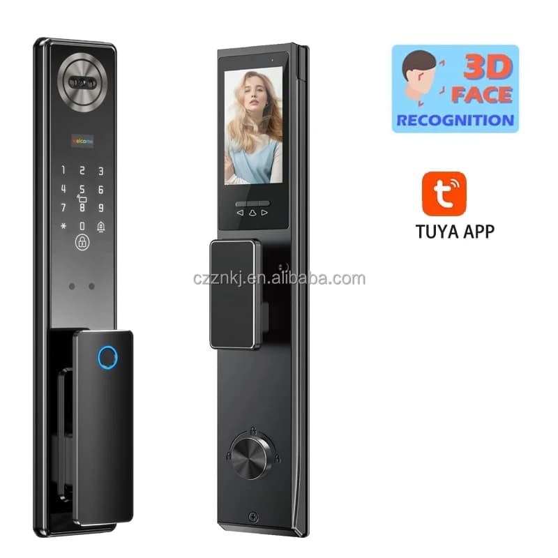 Smart Keyless Door Lock Push Pull Feature Waterproof Aluminum Fingerprint Biometric Home for Tuya Smart Wifi Cloud