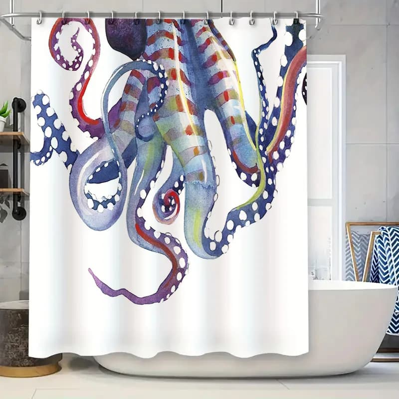 Tenda da doccia Onde dell'oceano Blu Sea Life Decorazioni per il bagno Tema spiaggia Tessuto impermeabile Vibrazioni costiere Decorazioni per la casa Doccia nautica C
