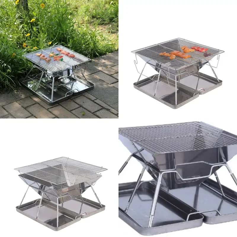 Griglia pieghevole da esterno, bestseller Amazon, stufa a legna portatile in acciaio inossidabile, barbecue da campeggio, inceneritore.