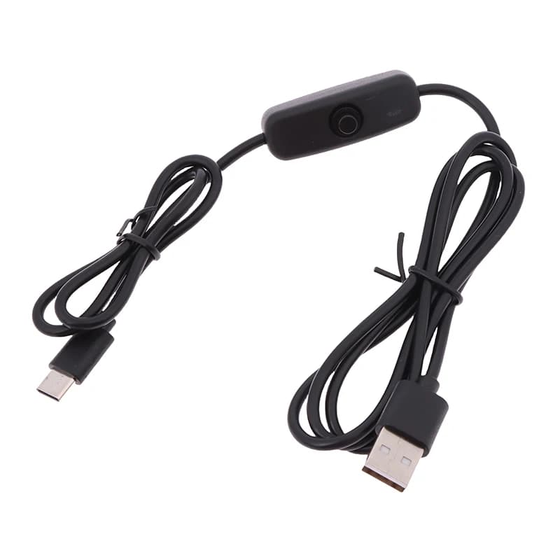 Cavo interruttore da USB a tipo C da 1,2 m Cavo di prolunga per alimentatore DC 5V 2A Cavo di alimentazione da USB a tipo C bianco/nero