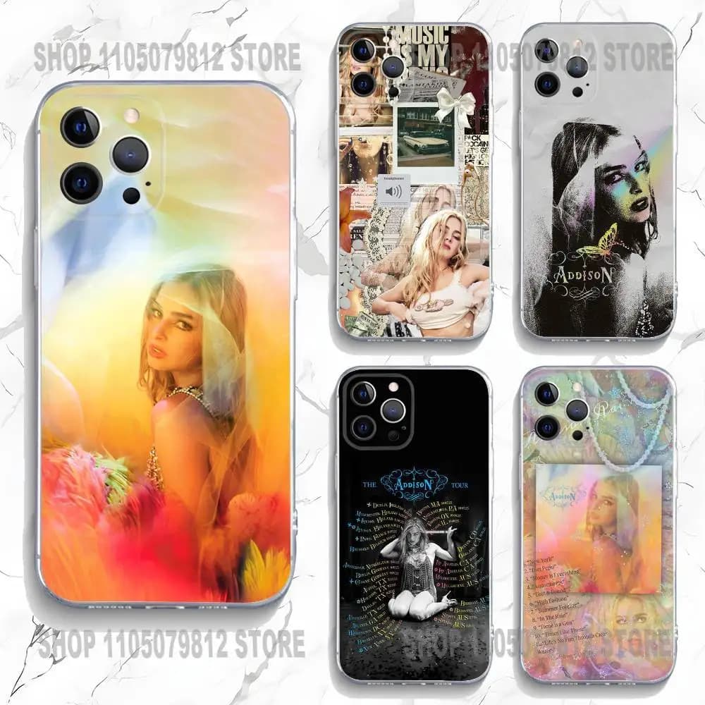 Addison Rae Phone Case For iPhone 17 16 15 14 13 12 11 Pro Max Plus Air XR Transparent Soft Cover
