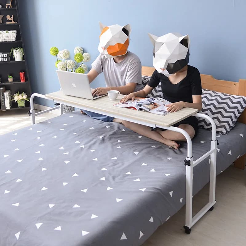 Tavolo da letto con ruote per laptop con rotelle per postazione di lavoro in piedi Carrello per laptop Scrivania per computer mobile reclinabile con pesante