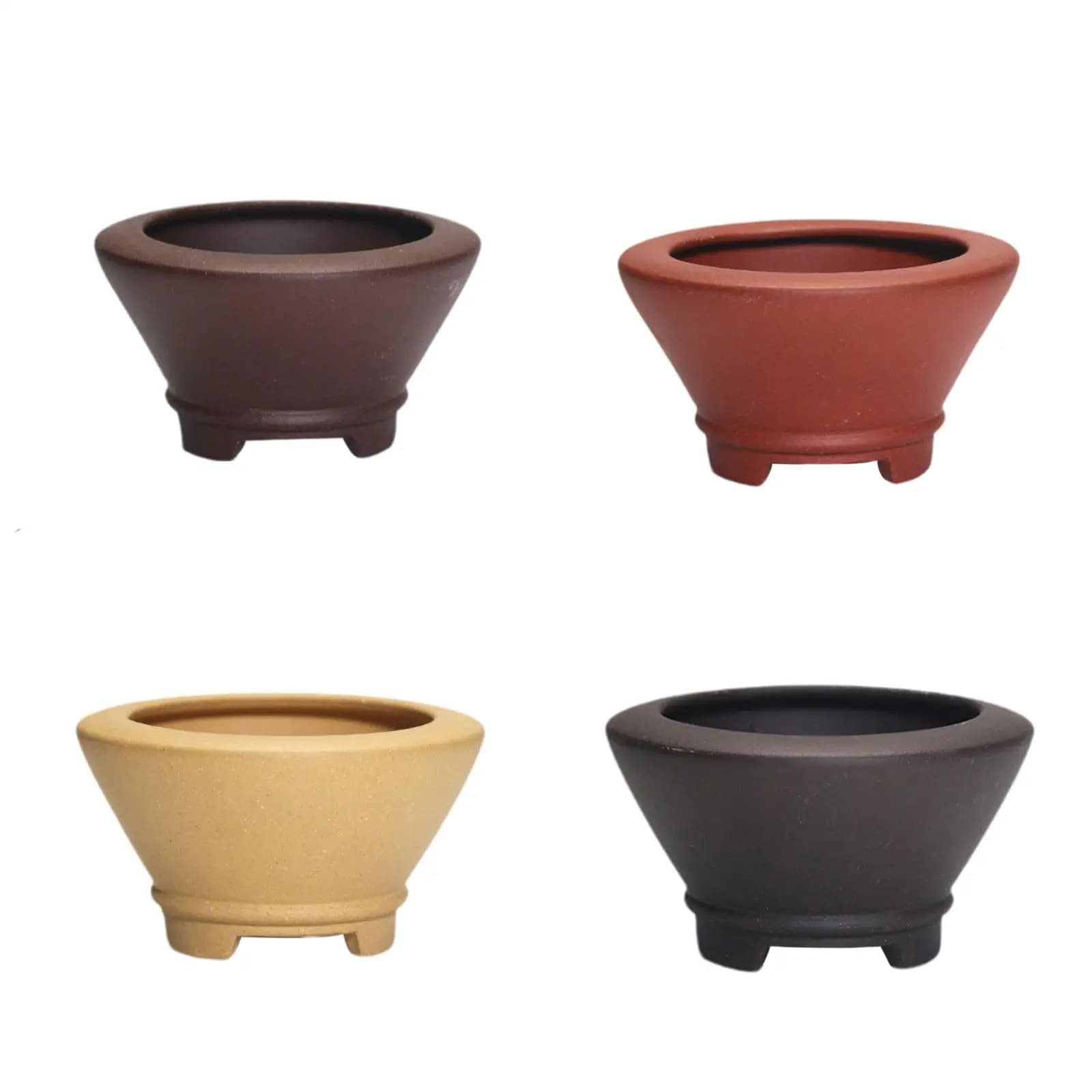 Elegant Purple Clay Bonsai Pot Indoor Outdoor Desktop Planter with Drainage for Office Balcony Garden Decor