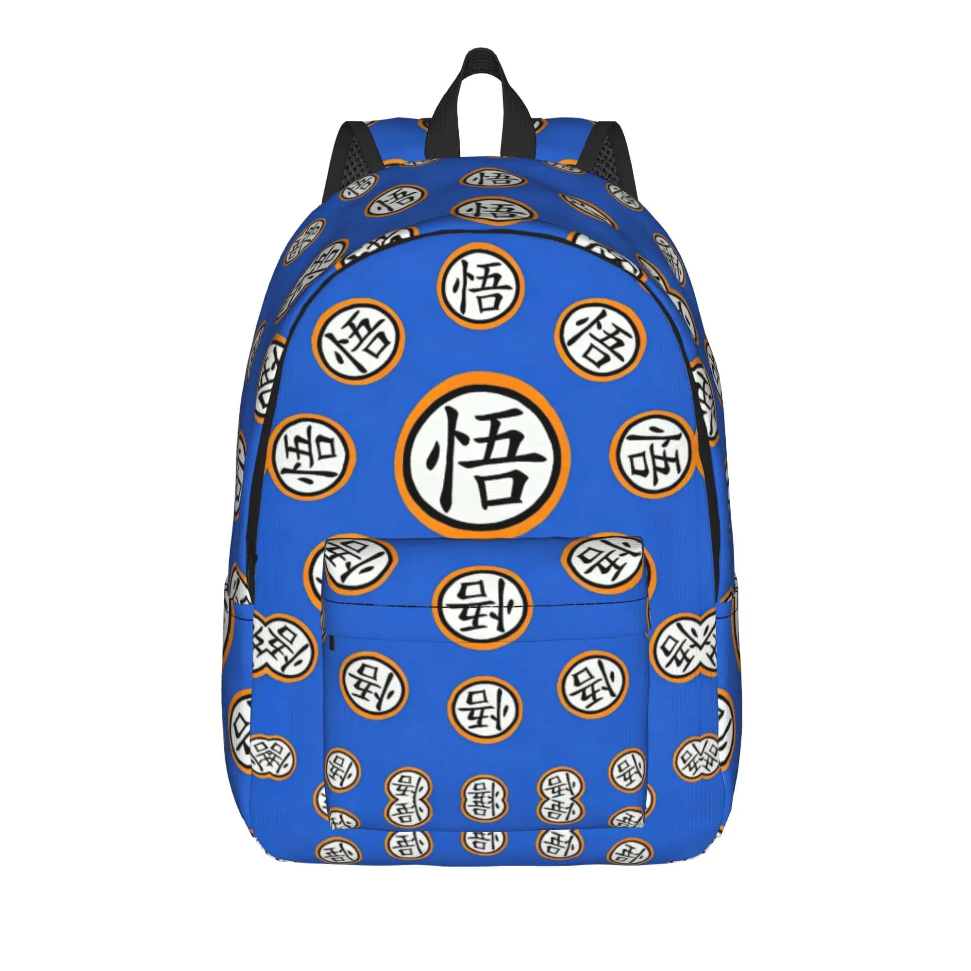 Zaino Goku Kanji Dragon Ball per uomo e donna, borsa da giorno per scuola superiore, lavoro, computer portatile, in tela, con tasca