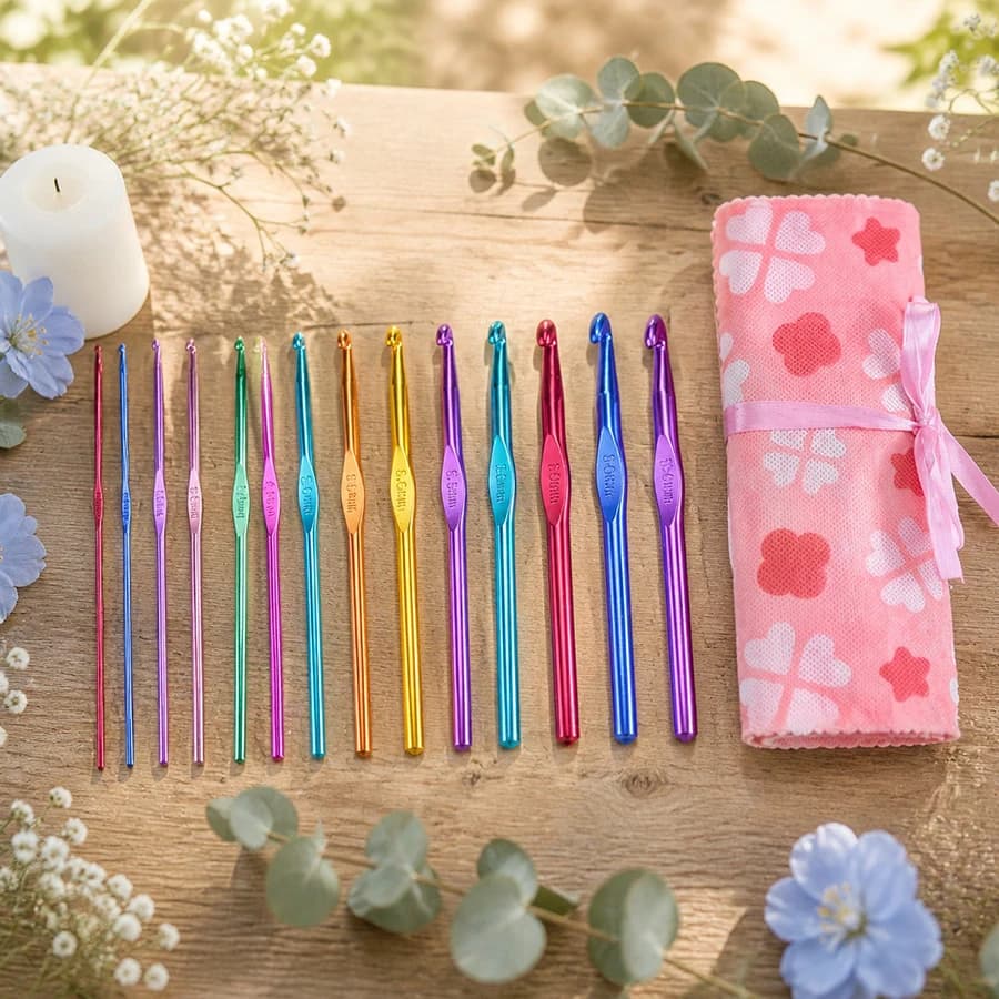 14PCS Set Metal Crochet Hooks with Storage Bag DIY Handmade Craft Knitting Needles Weaving Supplies Gifts for Crochet Lovers ZYF