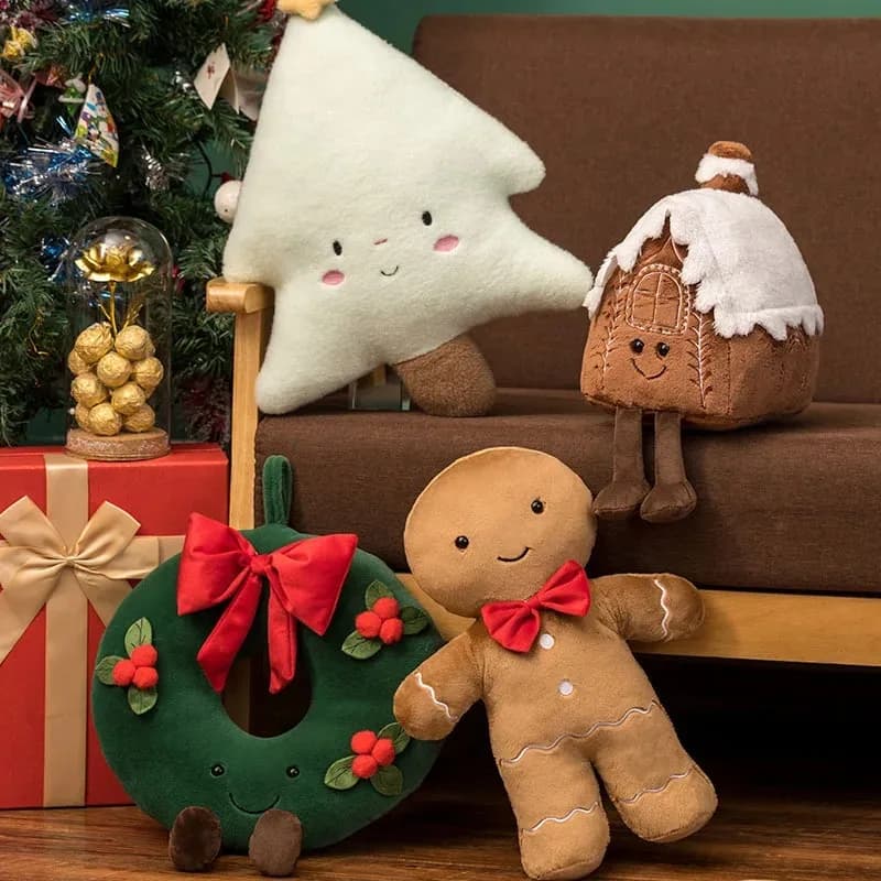 Cuscini natalizi di Babbo Natale Cuscino ghirlanda per albero di Natale Simpatico pupazzo di neve Cuscino anime Cuscino da pavimento imbottito Decorazioni per la casa di Natale