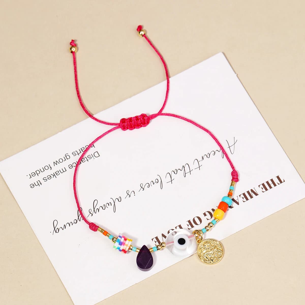 Bohemian Style Gold-Plated Women's Evil Eye Water Drop Amethyst Bracelet, Accessories, Summer Beach Fashion Jewelry