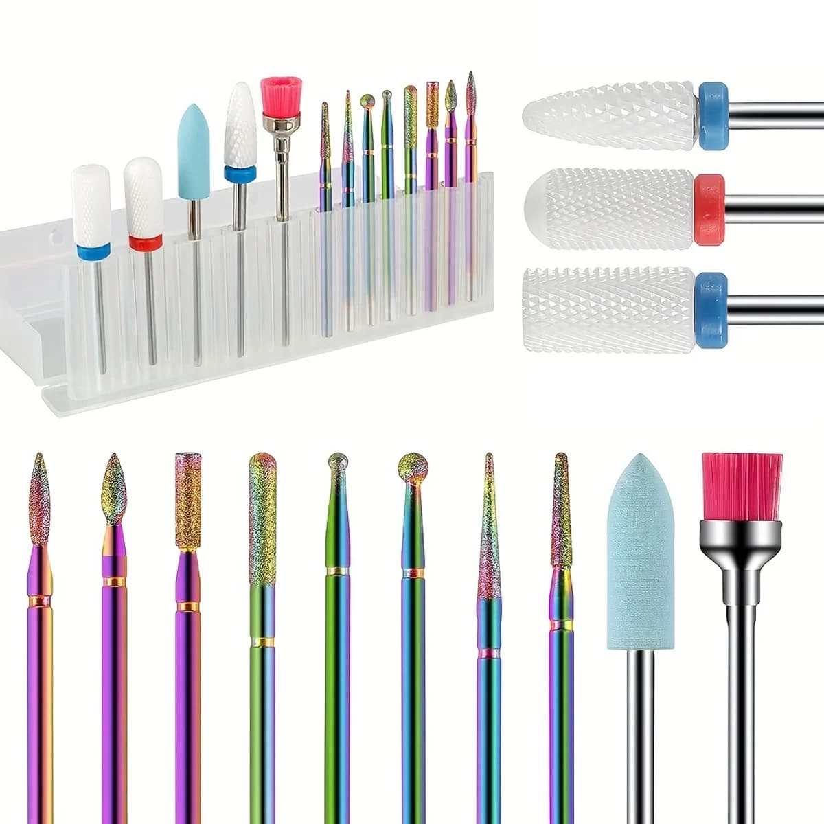 13Pcs/Box Professional Ceramic Nail Drill Bit Set Electric Manicure Nail File Bit For Acrylic Gel Nails And Cuticles