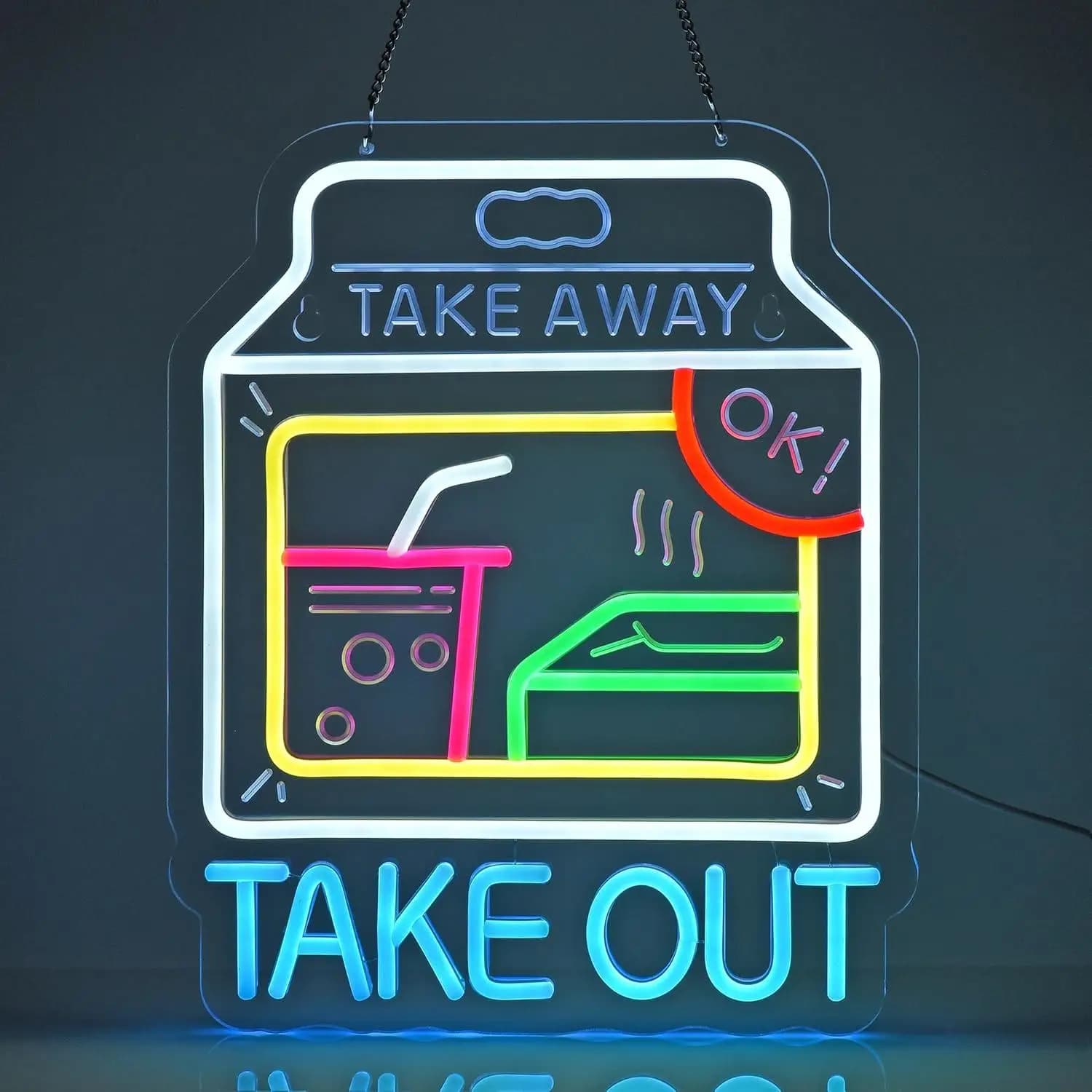 Insegna al Neon a LED per Asporto, Illuminazione USB per Ristoranti, Negozi, Bar, Mercati, Panetterie, Caffè, Celebrazioni, Decorazioni per la Casa