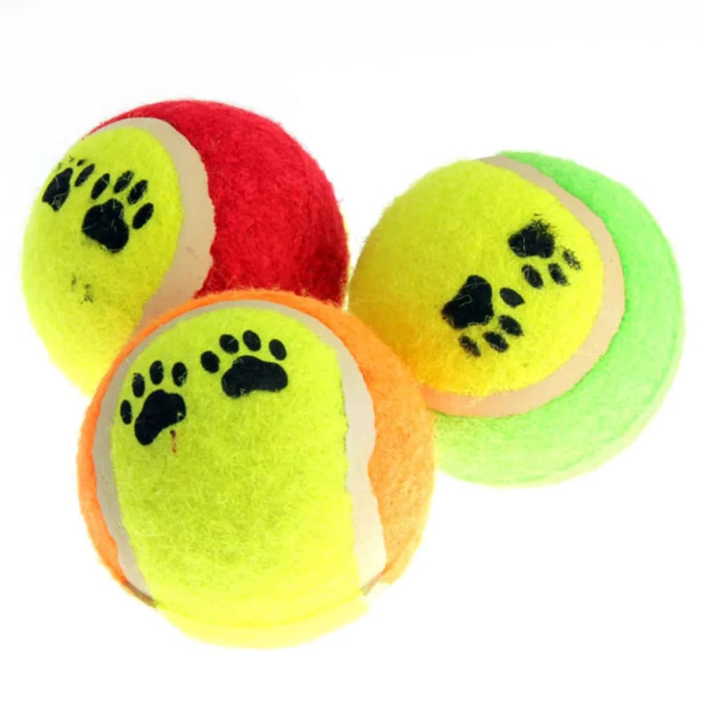 3Pcs Pet Dog Chew Tennis Balls Cute Paw Print Design Fun Exercise Interactive Cat Kitten Balls Natural Instinct