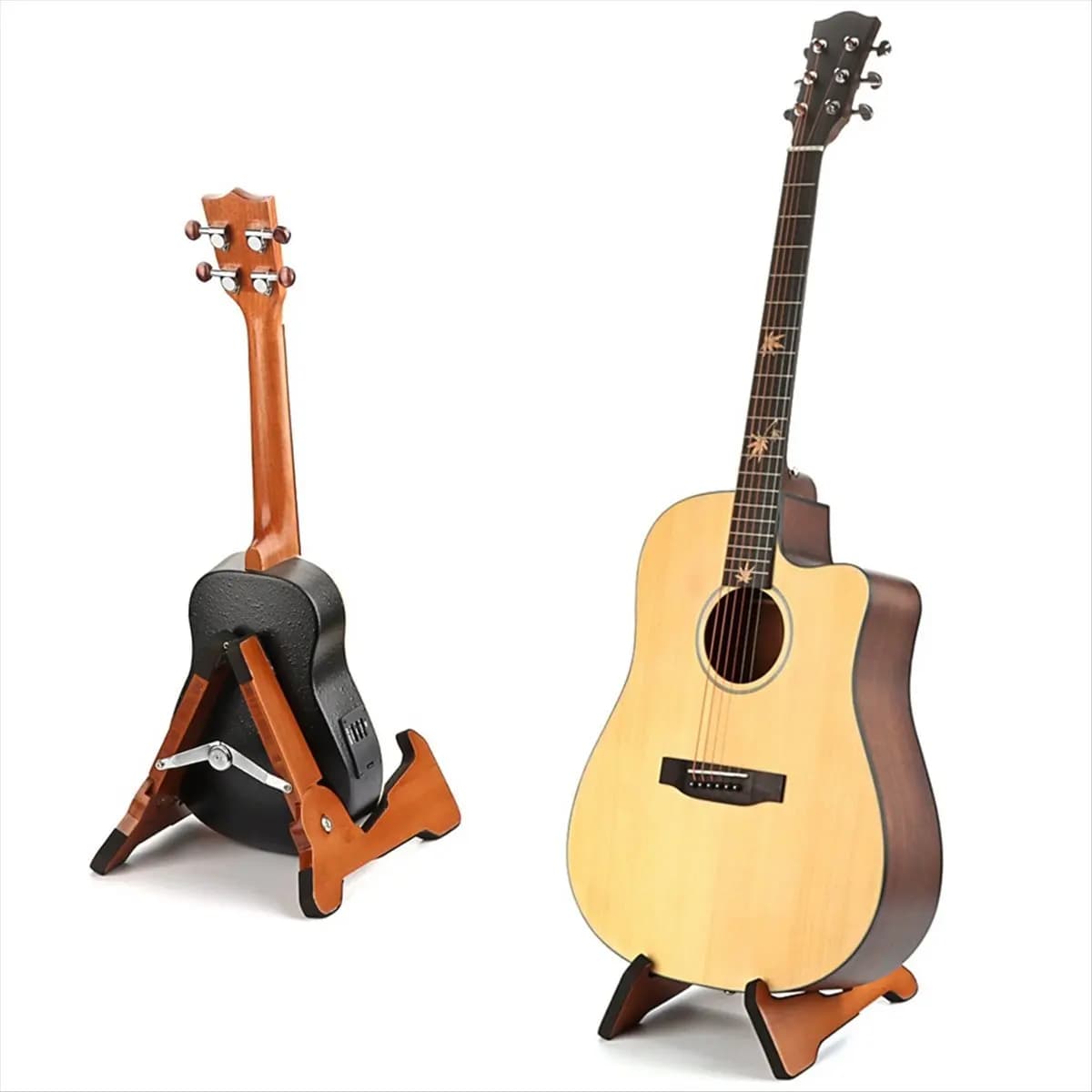 Supporto Pieghevole in Legno ABVB per Chitarra Elettrica, Chitarra Acustica, Ukulele e Basso