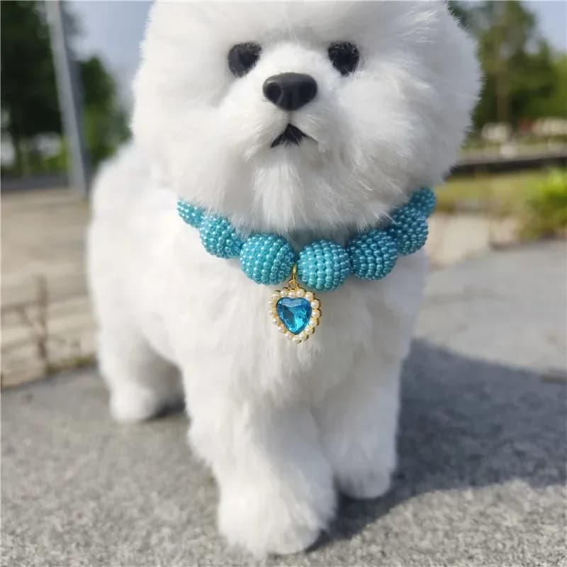 Vendita calda di fascia alta colorata personalizzata perla collare per animali domestici collana al collo regolabile per cuccioli gatti cani forniture per animali domestici per feste di nozze