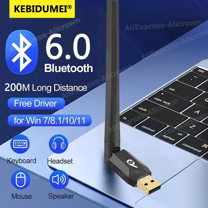 Bluetooth 6.0 200 M USB dongle adapter for PC speaker Wireless Mouse Keyboard Music Audio Transmitter Bluetooth 5.4 receiver