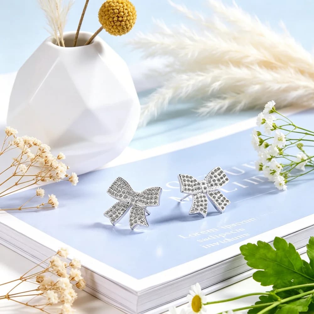 Nuovi Arrivi Orecchini Femminili di Tendenza Lussuosi e Alla Moda con Zirconi AAA Autentici in Argento Sterling 925