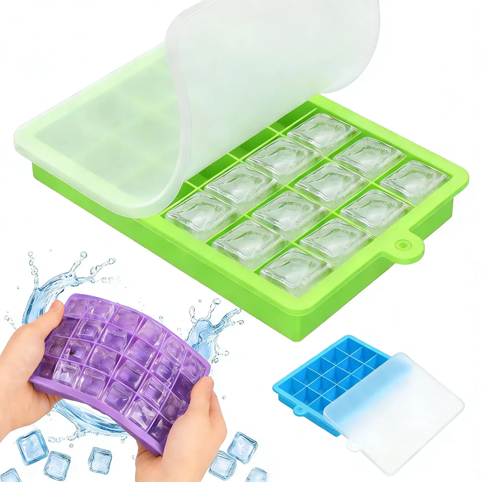 Stampo per ghiaccio in silicone, impilabile, facile da sformare, per whisky, alimenti per l'infanzia, purea, formaggio, gelatina