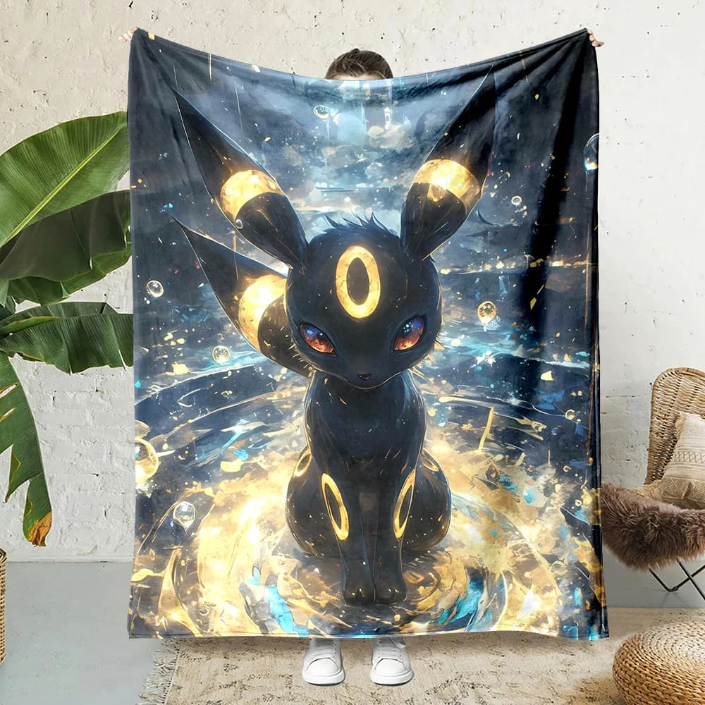 1 Pezzo Coperta Anime Giapponese E-Eevee Umbreon, Morbida e Soffice, per Divano, Ufficio, Picnic, Spiaggia