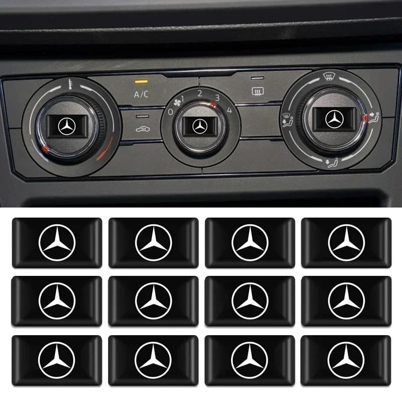 10 Pezzi Adesivi in Resina Epossidica per Interni Auto, Emblema Logo Auto, Decorazione per Mercedes Benz Classe B/C/E/S, Classe A, C200L, GLC, GLE, CLA
