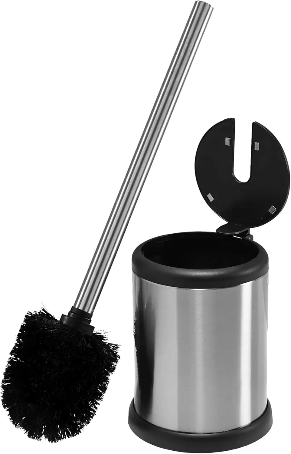 Spazzola per WC con Coperchio a Chiusura Automatica e Testa Girevole a 360 Gradi, Organizer Compatto in Acciaio Inossidabile per Bagno, per una Facile Pulizia