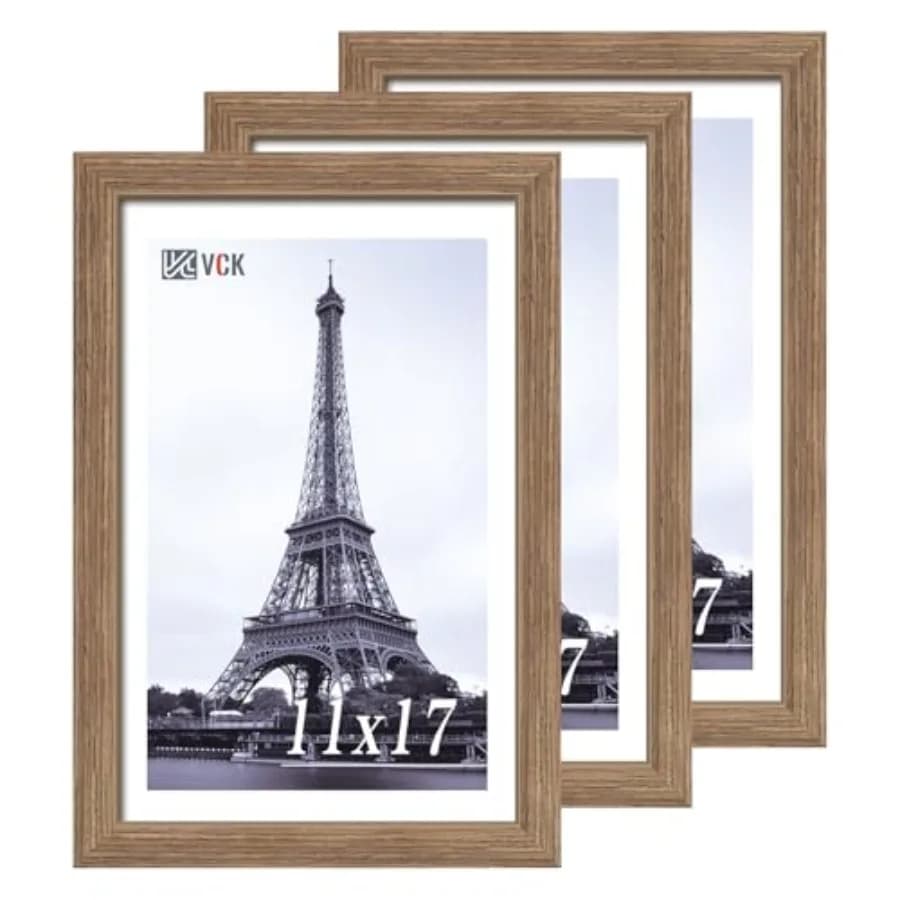 Set di 3 Cornici in Legno per Decorazione Murale, Cornici per Foto da Appendere Orizzontalmente o Verticalmente