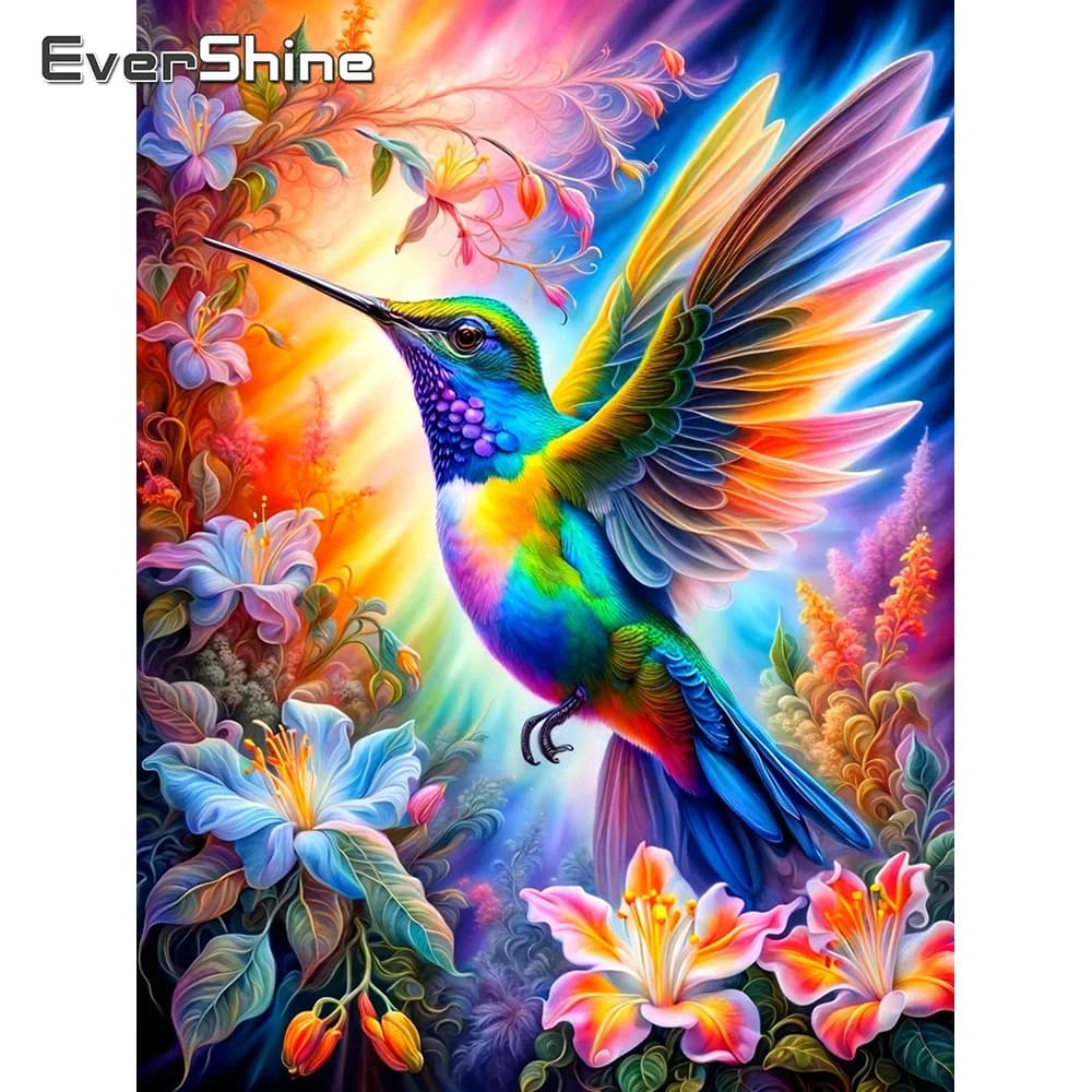 Mosaico Diamante 5D Evershine, Ricamo Completo di Animali, Quadro di Uccelli con Strass, Pittura di Gigli, Arte Fai-da-Te, Regalo Artigianale