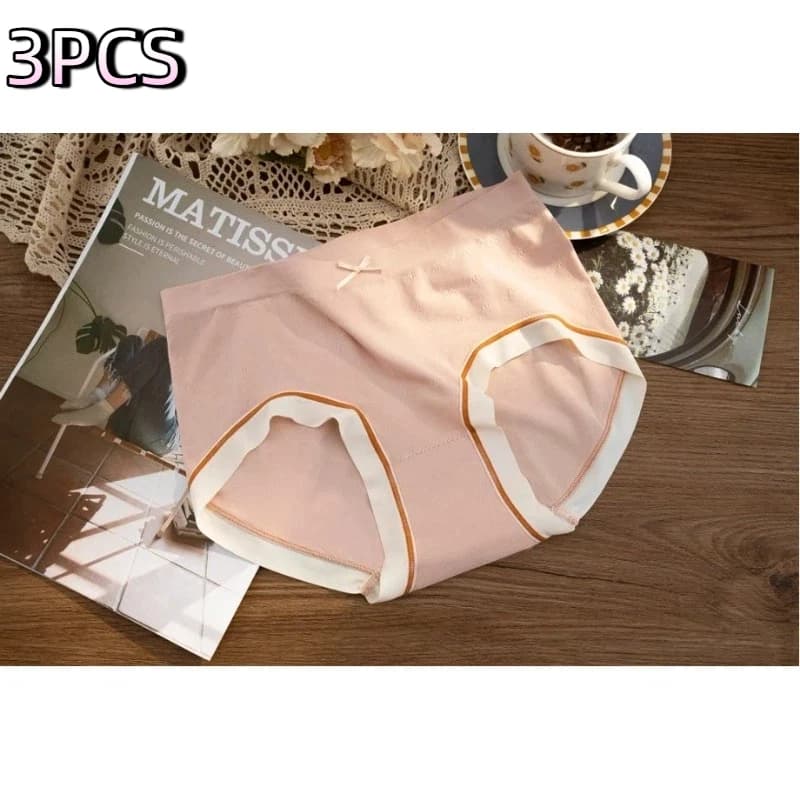 3PCS Plus Size Women's Underwear Breathable Sweat Absorption Panties Simple Comfort Underpants Female Lingerie Women's Briefs