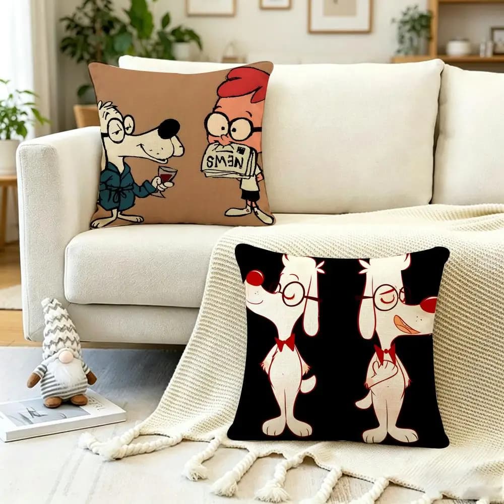 Fodera per cuscino Smart Cartoon Mr Peabody Sherman, antipolvere, con cerniera invisibile, in morbido peluche, per divano