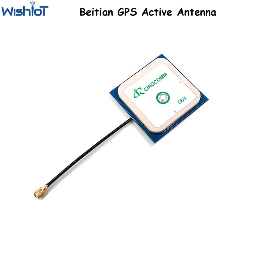 Beitian BT-580 Cirocomm GPS Active Internal Antenna 32db High Gain Ceramic Antenna Connector 25x25x2mm 1.13 Cable 5cm Long