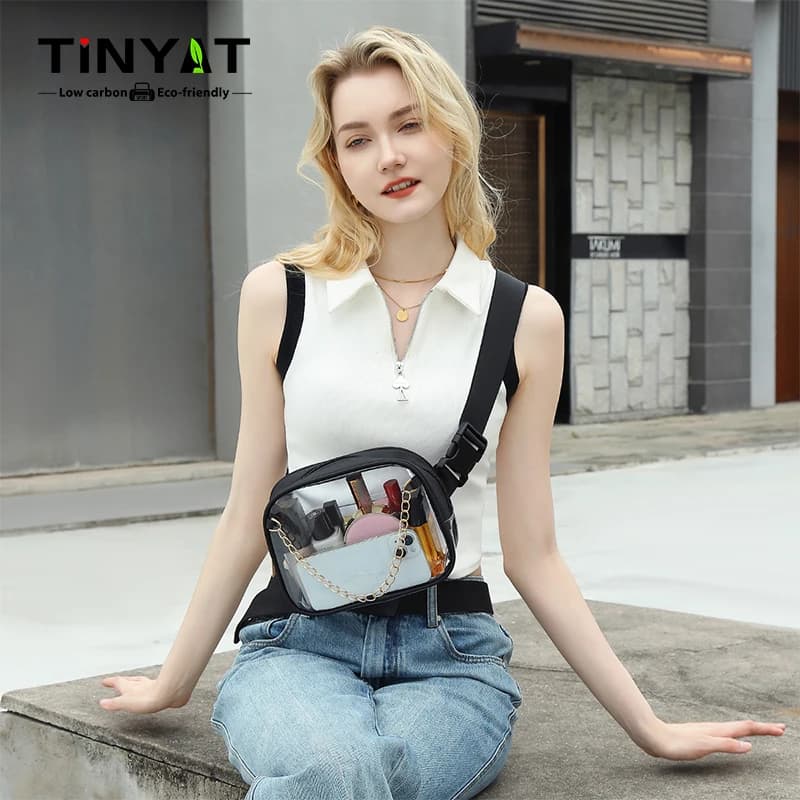 TINYAT Marsupio in PVC Marsupio trasparente alla moda per donna Marsupio trasparente per cellulare per Muisc Festival Check out Friendly