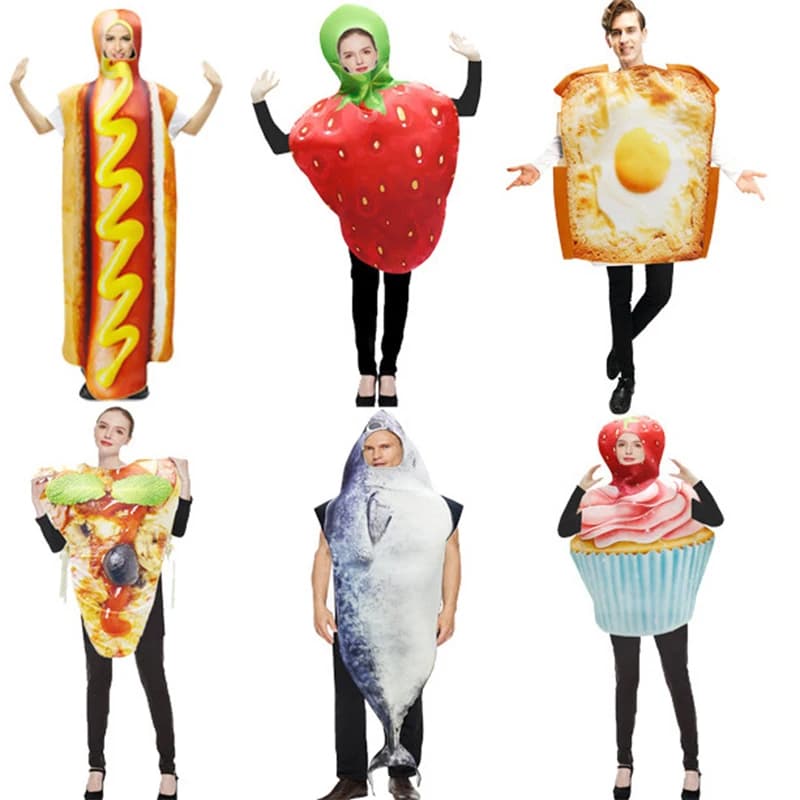 Costume da Toast per Carnevale, Costume da Pizza e Croissant, Costumi Divertenti per Festival, Tute per Spettacoli Teatrali, Costume in Spugna