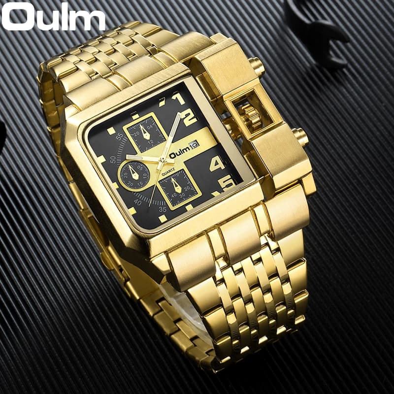 Oulm 3364 Orologio da uomo di marca di lusso Orologio al quarzo maschile in acciaio inossidabile Data automatica Orologi da uomo d'affari unici Relogio Masculino
