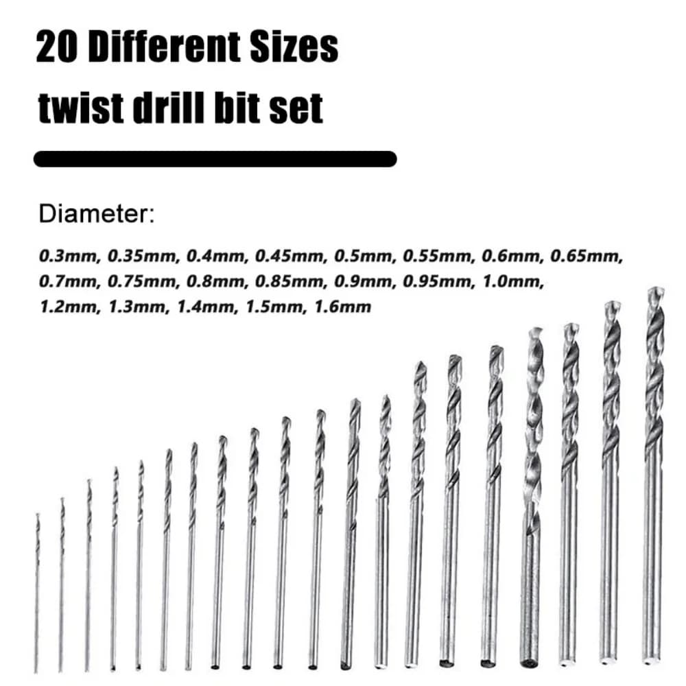 20Pcs Different Sizes Twist Drill Bit Set Mini HSS Drill Bit For Stainless Steel Wood Metal Drilling Speed Out Bolt Remover Tool