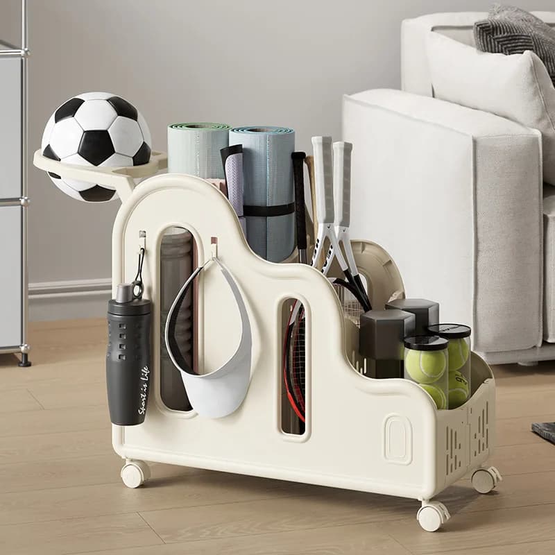 DSA fitness equipment storage trolley home yoga tools yoga mat storage basket basketball badminton racket finishing rack