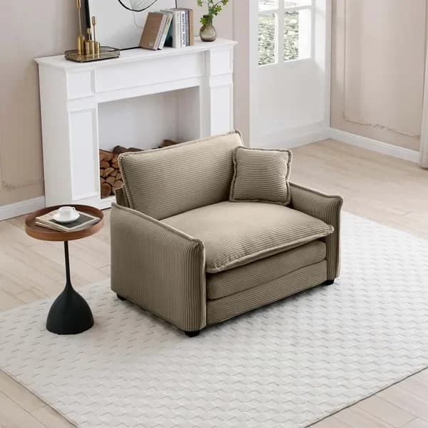 Comfortable Single Sofa with Deep Seat and Pillow, Suitable for Living Room and Bedroom, Club