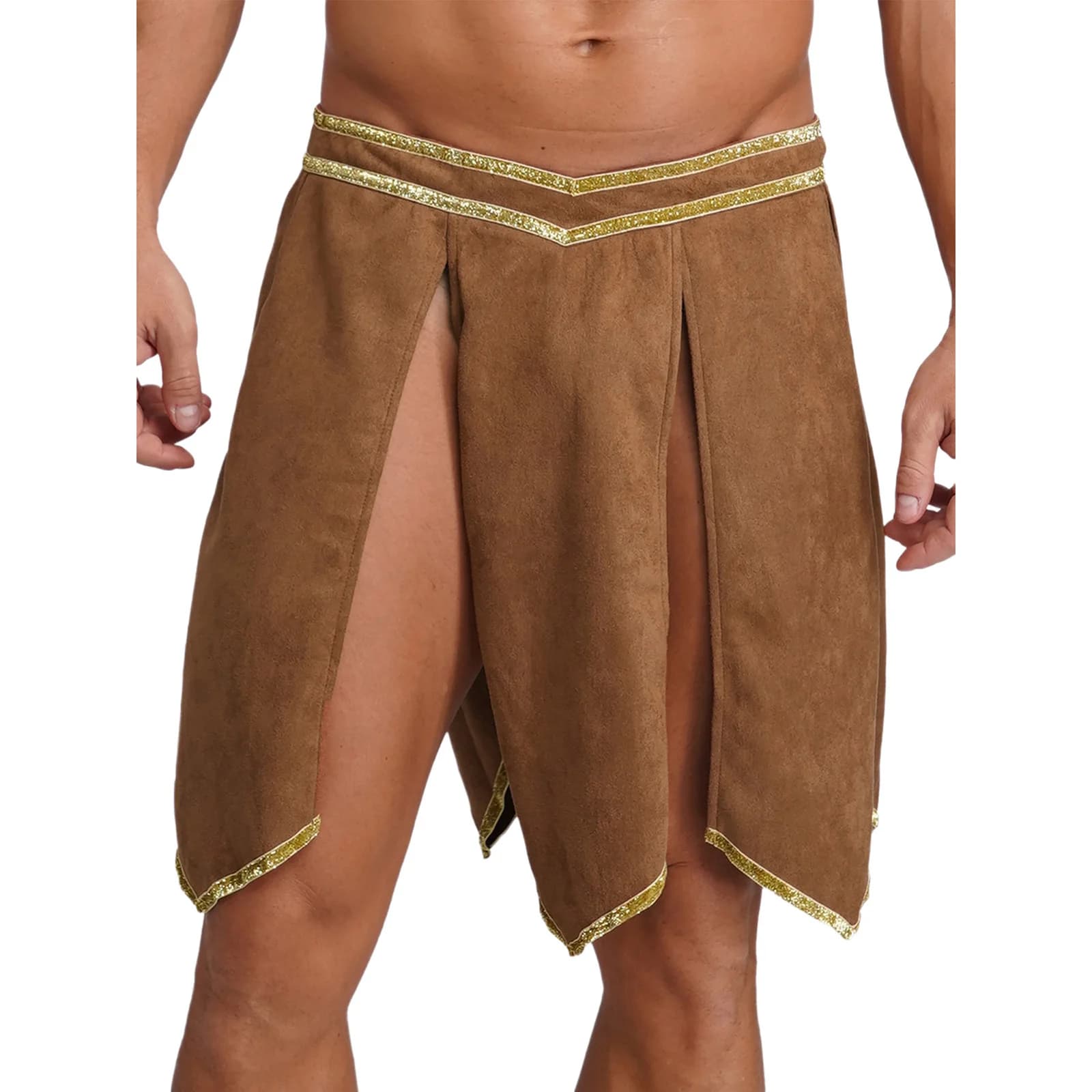 Men's Medieval Roman Gladiator Performance Skirt Faux Suede Armor Skirt for Halloween Greek Warrior Knight Cosplay Costumes