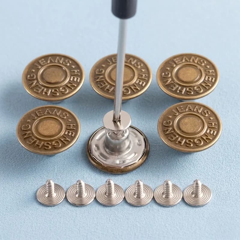 Durable Bronze Metal Jeans Buttons, 10PCS Adjustable No-Sew Snap Fasteners for Denim Pants & Accessories