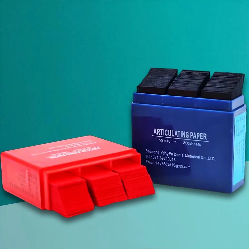 300 Fogli per Scatola di Carta Articolatrice Dentale 55x18mm Rossa e Blu per Regolazione Oclusale e Sbiancamento Denti