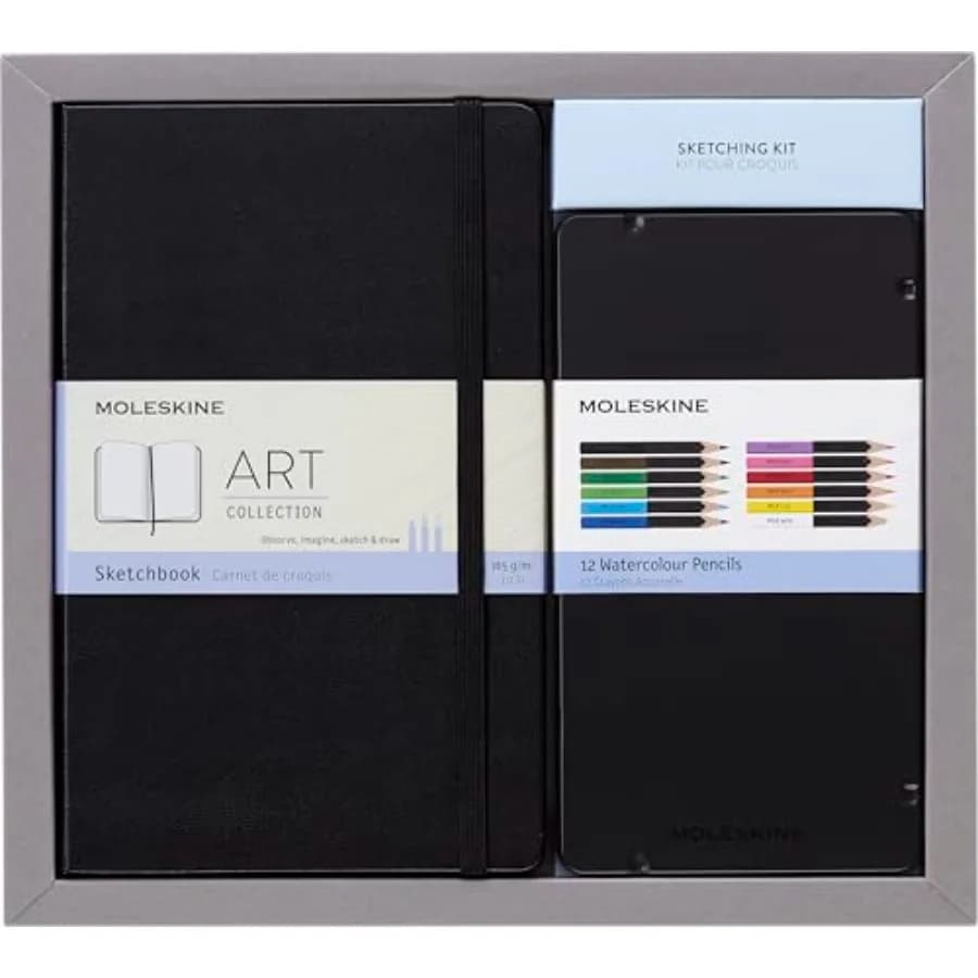 Sketchbook and Watercolor Pencil Set, Hard Cover 5 x 8.25