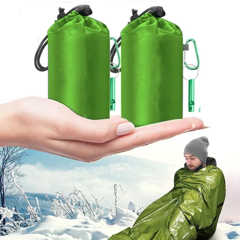 Portable Waterproof Emergency Survival Sleeping Bag Outdoor Camping Gear Thermal Sack First Aid Rescue Kit Mylar Blanket
